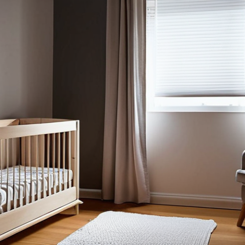 Home 16 **Prompt:** A perfectly dark and tranquil baby nursery at night. Heavy blackout curtains completely cover the window, leaving no visible light. A baby, swaddled or in a sleep sack, is sleeping peacefully and deeply in a simple, minimalist crib. A subtle, soft, almost unnoticeable glow emanates from a small, modern white noise machine or humidifier on a nearby dresser, suggesting a cool and comfortable room temperature (around 18-22°C). The overall atmosphere is incredibly serene, calm, and conducive to deep sleep, like a cozy, invisible cocoon. Realistic photography style, warm muted tones, highly detailed, soft shadows.