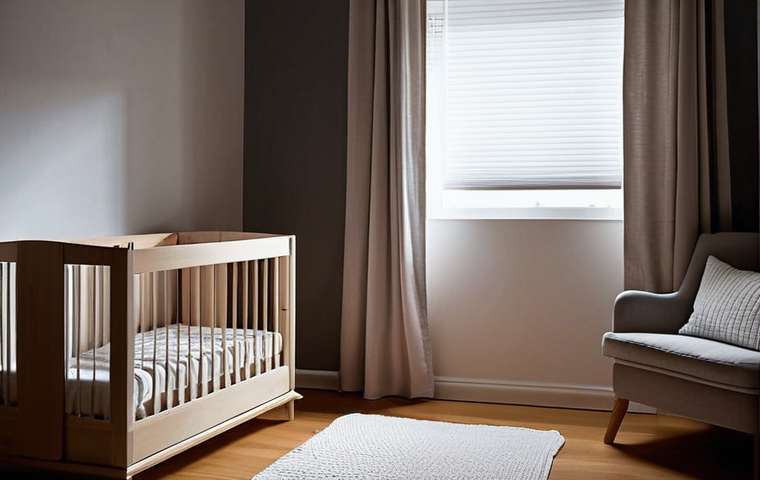 **Prompt:** A perfectly dark and tranquil baby nursery at night. Heavy blackout curtains completely cover the window, leaving no visible light. A baby, swaddled or in a sleep sack, is sleeping peacefully and deeply in a simple, minimalist crib. A subtle, soft, almost unnoticeable glow emanates from a small, modern white noise machine or humidifier on a nearby dresser, suggesting a cool and comfortable room temperature (around 18-22°C). The overall atmosphere is incredibly serene, calm, and conducive to deep sleep, like a cozy, invisible cocoon. Realistic photography style, warm muted tones, highly detailed, soft shadows.