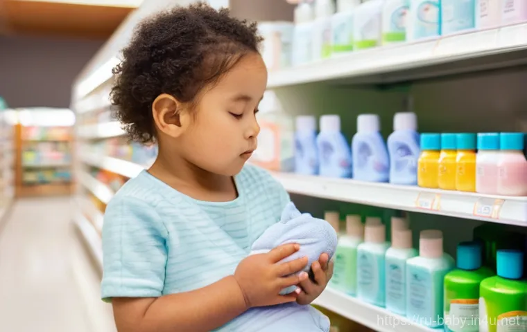 아기 머리카락 관리법 - **Image Prompt: The Thoughtful Parent Choosing Baby Shampoo**
    "A close-up, warm-toned photograph...
