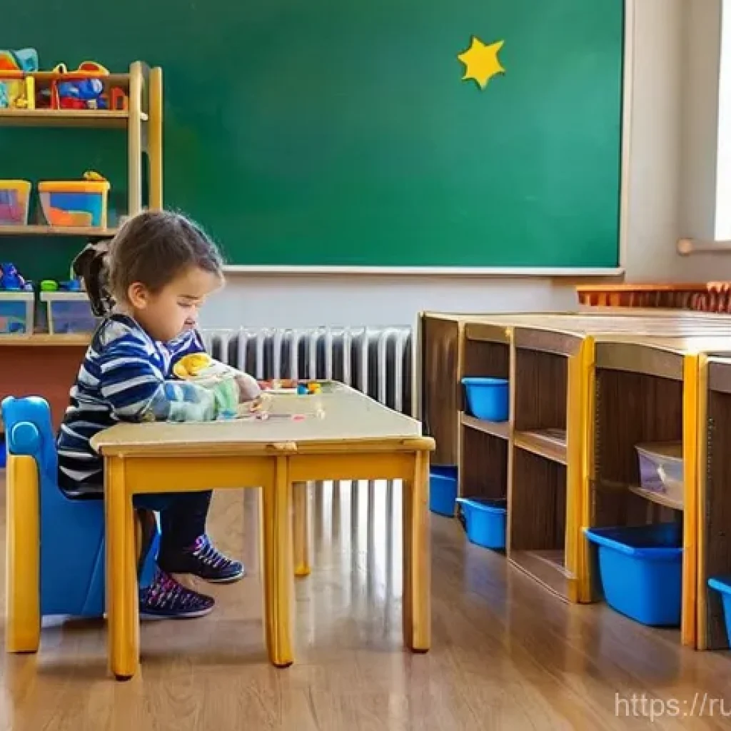 아기와 놀이학교 선택 - **State Kindergarten Playtime:** A bustling, brightly lit classroom within a traditional-looking kin...