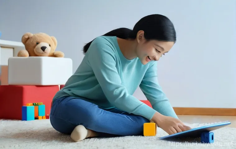 아기 영어 노출 방법 - **Prompt:** A heartwarming scene of a mother and her toddler (around 2-3 years old) in a brightly li...