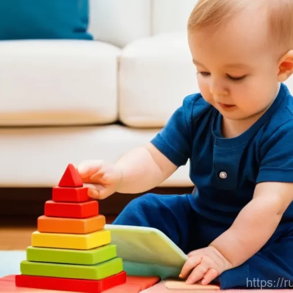 아기 손가락 사용 장난감 - **Prompt: Joyful Discovery with Classic Toys**
    "A cheerful toddler, approximately 18 months old,...