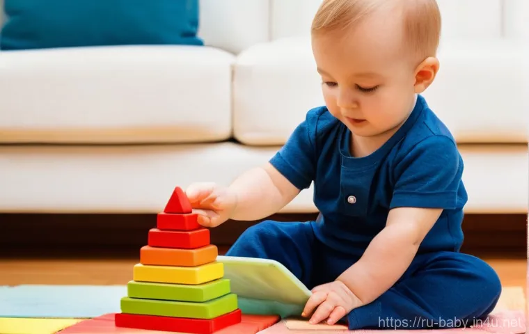 아기 손가락 사용 장난감 - **Prompt: Joyful Discovery with Classic Toys**
    "A cheerful toddler, approximately 18 months old,...