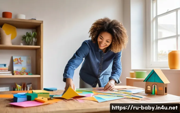 육아 비용 절감 팁 - **Prompt:** A cozy, brightly lit living room with a mother and her young child (around 6-7 years old...