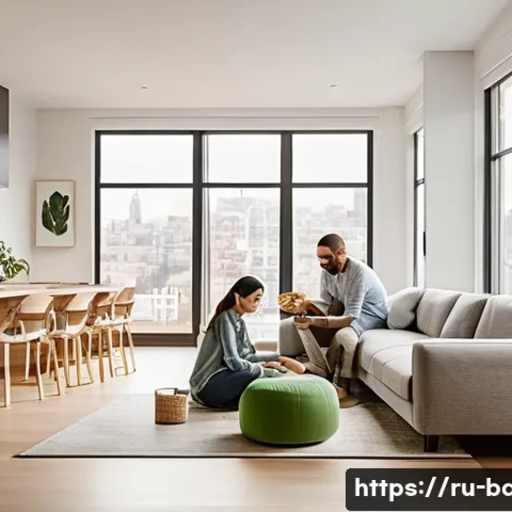 공동육아 장단점 - A modern urban family scene showing joint parenting flexibility: a mother and father sharing childca...